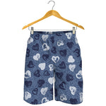 Heart Denim Jeans Pattern Print Men's Shorts