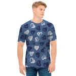 Heart Denim Jeans Pattern Print Men's T-Shirt