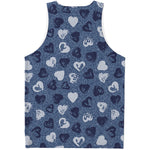 Heart Denim Jeans Pattern Print Men's Tank Top