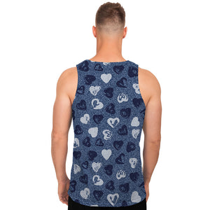 Heart Denim Jeans Pattern Print Men's Tank Top