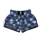 Heart Denim Jeans Pattern Print Muay Thai Boxing Shorts