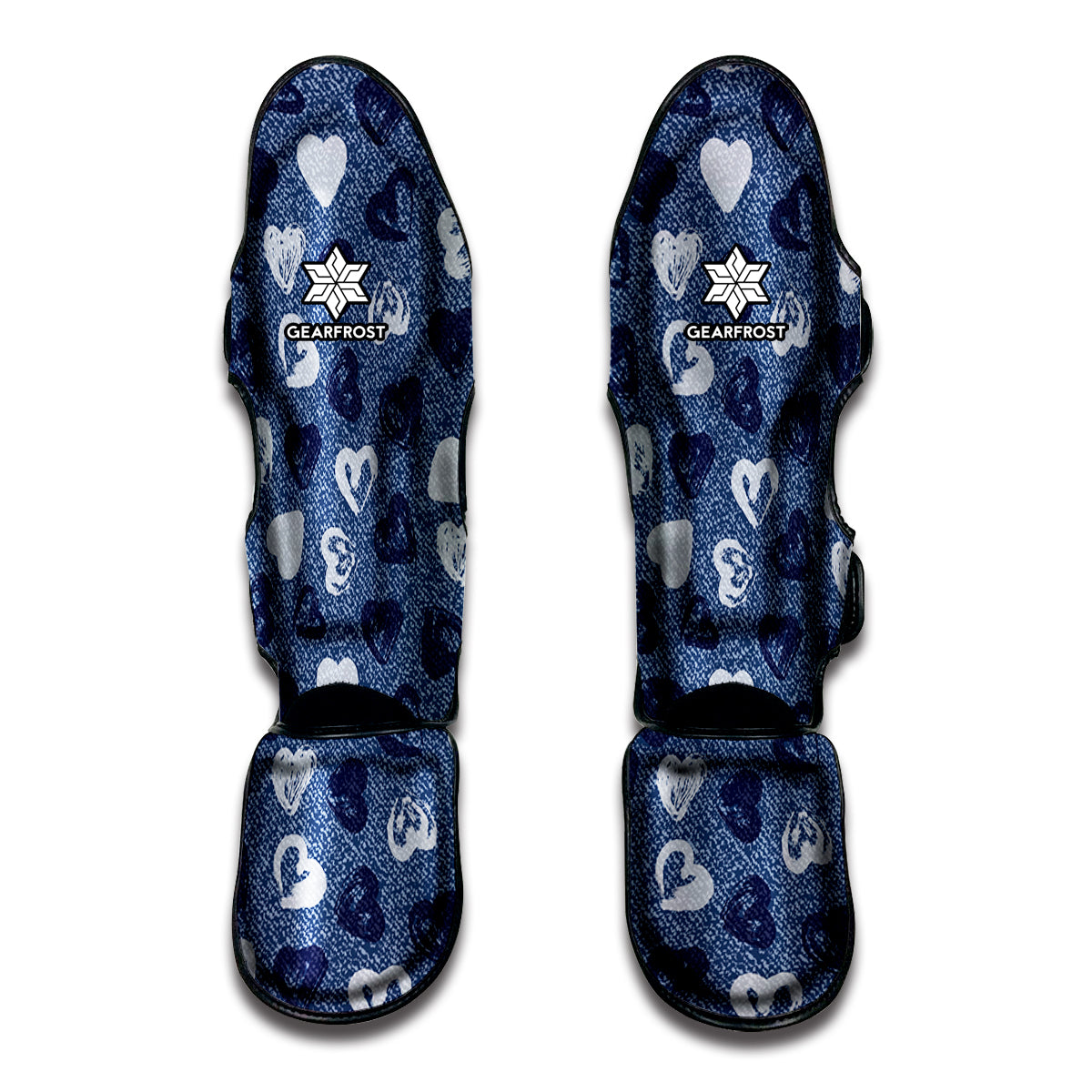 Heart Denim Jeans Pattern Print Muay Thai Shin Guard