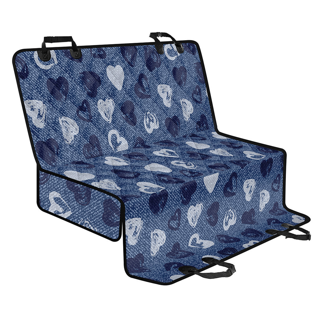 Heart Denim Jeans Pattern Print Pet Car Back Seat Cover