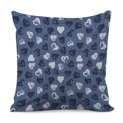 Heart Denim Jeans Pattern Print Pillow Cover