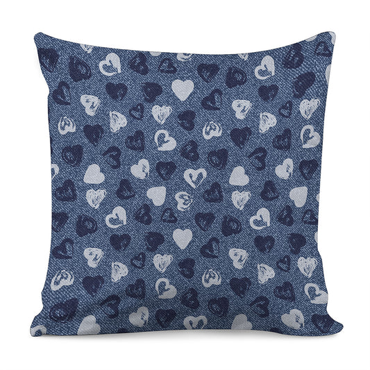 Heart Denim Jeans Pattern Print Pillow Cover