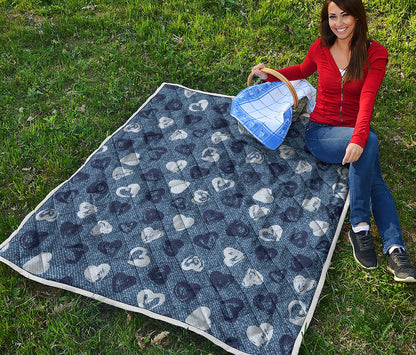 Heart Denim Jeans Pattern Print Quilt
