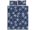 Heart Denim Jeans Pattern Print Quilt Bed Set