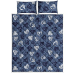 Heart Denim Jeans Pattern Print Quilt Bed Set