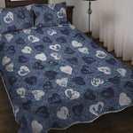 Heart Denim Jeans Pattern Print Quilt Bed Set