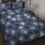 Heart Denim Jeans Pattern Print Quilt Bed Set
