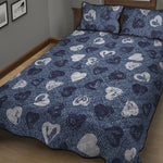 Heart Denim Jeans Pattern Print Quilt Bed Set