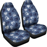 Heart Denim Jeans Pattern Print Universal Fit Car Seat Covers