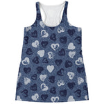 Heart Denim Jeans Pattern Print Women's Racerback Tank Top