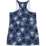 Heart Denim Jeans Pattern Print Women's Racerback Tank Top