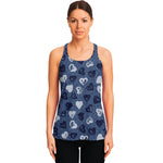 Heart Denim Jeans Pattern Print Women's Racerback Tank Top