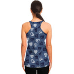Heart Denim Jeans Pattern Print Women's Racerback Tank Top