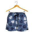 Heart Denim Jeans Pattern Print Women's Shorts