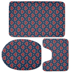 Heart Knitted Pattern Print 3 Piece Bath Mat Set