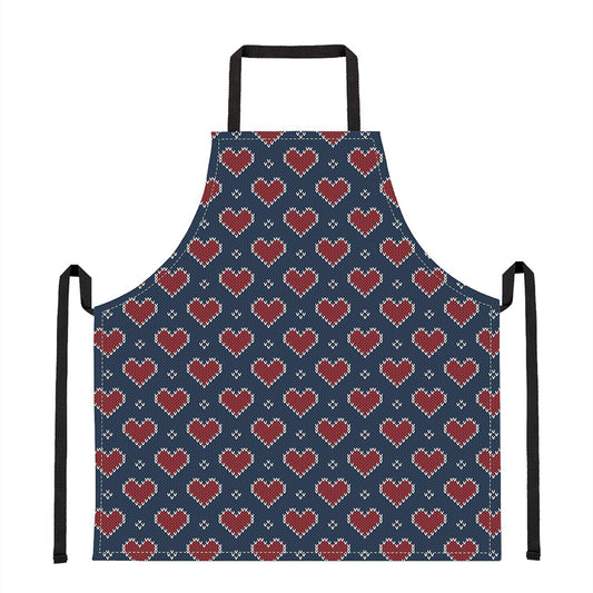 Heart Knitted Pattern Print Apron