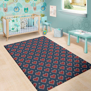 Heart Knitted Pattern Print Area Rug