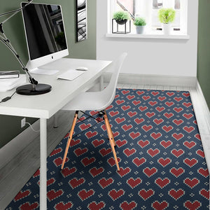 Heart Knitted Pattern Print Area Rug