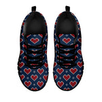 Heart Knitted Pattern Print Black Sneakers
