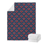 Heart Knitted Pattern Print Blanket