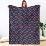 Heart Knitted Pattern Print Blanket