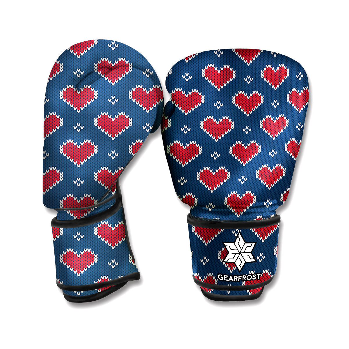 Heart Knitted Pattern Print Boxing Gloves