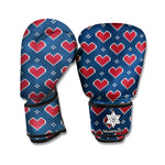 Heart Knitted Pattern Print Boxing Gloves