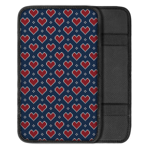 Heart Knitted Pattern Print Car Center Console Cover