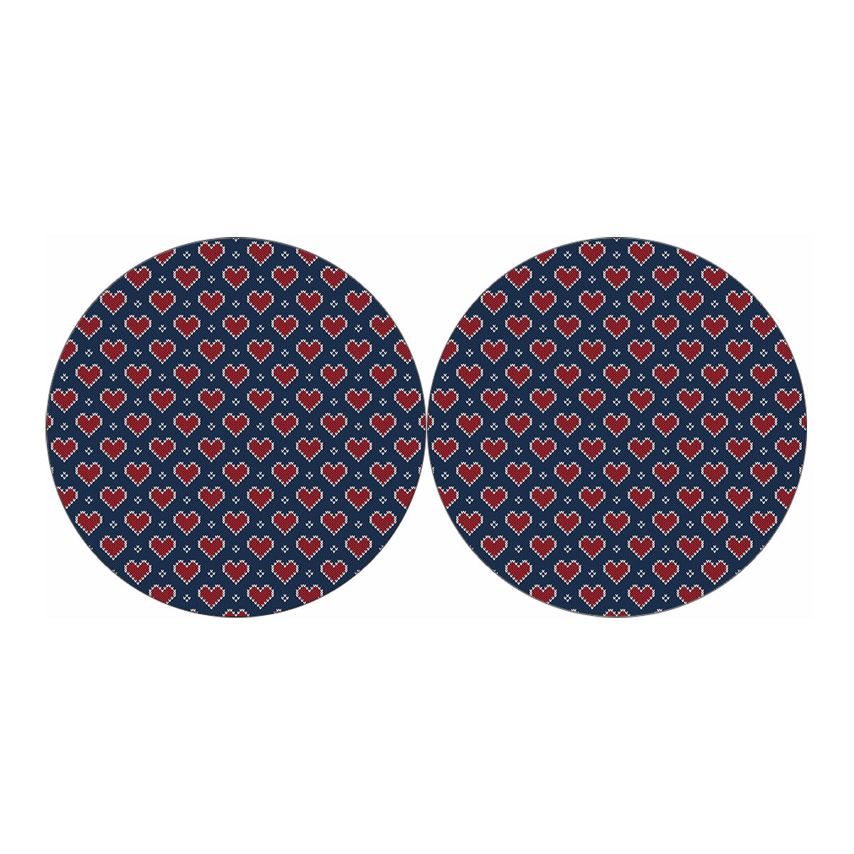 Heart Knitted Pattern Print Car Coasters
