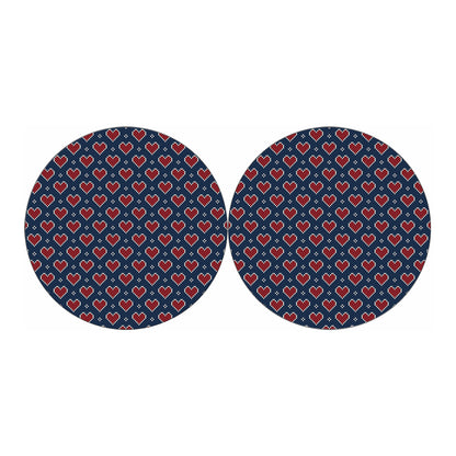 Heart Knitted Pattern Print Car Coasters