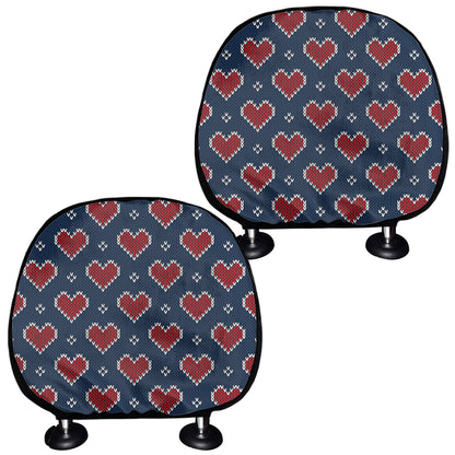 Heart Knitted Pattern Print Car Headrest Covers