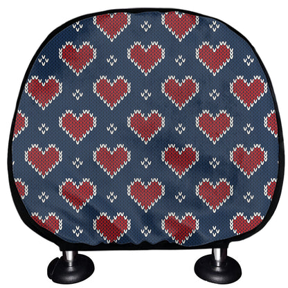 Heart Knitted Pattern Print Car Headrest Covers