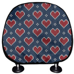 Heart Knitted Pattern Print Car Headrest Covers