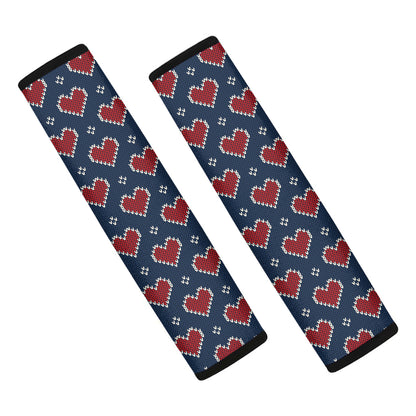 Heart Knitted Pattern Print Car Seat Belt Covers