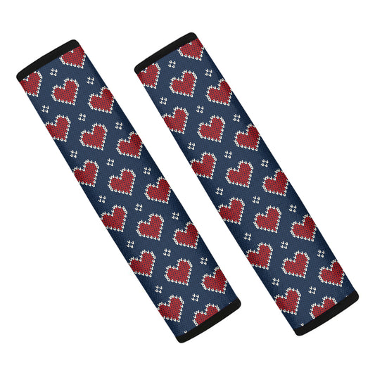Heart Knitted Pattern Print Car Seat Belt Covers