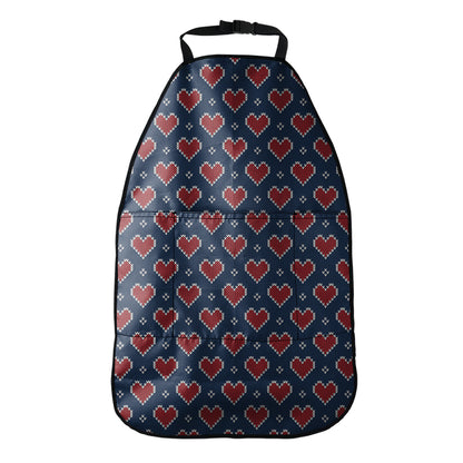 Heart Knitted Pattern Print Car Seat Organizers
