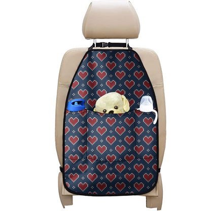 Heart Knitted Pattern Print Car Seat Organizers