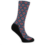Heart Knitted Pattern Print Crew Socks