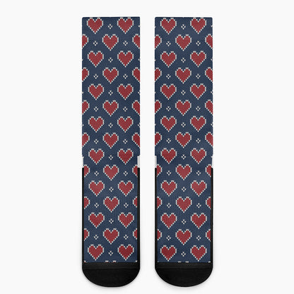 Heart Knitted Pattern Print Crew Socks
