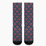 Heart Knitted Pattern Print Crew Socks