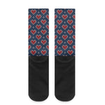 Heart Knitted Pattern Print Crew Socks