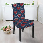 Heart Knitted Pattern Print Dining Chair Slipcover