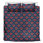 Heart Knitted Pattern Print Duvet Cover Bedding Set