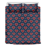 Heart Knitted Pattern Print Duvet Cover Bedding Set
