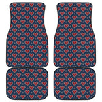 Heart Knitted Pattern Print Front and Back Car Floor Mats