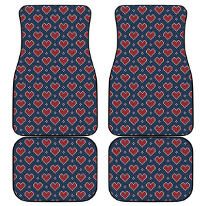 Heart Knitted Pattern Print Front and Back Car Floor Mats