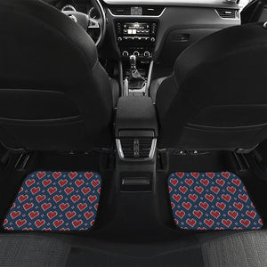 Heart Knitted Pattern Print Front and Back Car Floor Mats